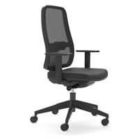 Chaise pivotante noire BLAZE avec accoudoirs et dossier en résille